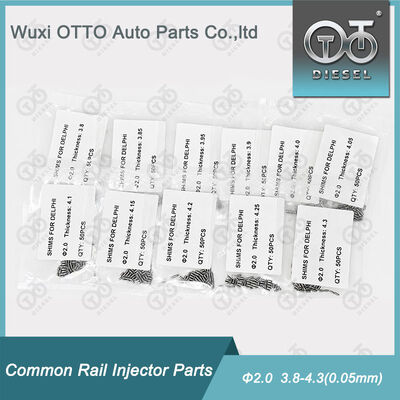Common Rail Einspritzdüsen-Einstellscheiben-Kit 2,0 mm Durchmesser Reparatur-Unterlegscheiben 3,80-4,30 (0,05 mm) 50 Stück/Beutel Diesel-Einspritzdüsen-Reparaturteile